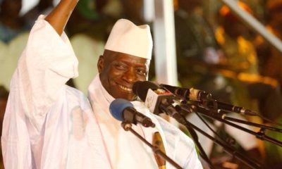 Gambia's President Jammeh smiles during a rally in Banjul