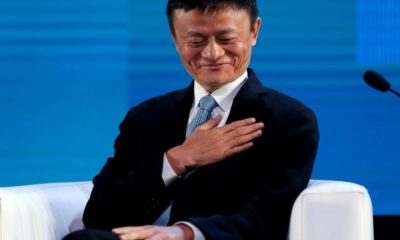 Alibaba CEO Jack Ma gestures as he is introduced to participate in a panel discussion at the APEC CEO Summit in Manila