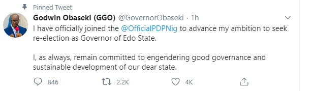 Obaseki Joins PDP